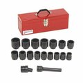 Williams Socket Set, 18 Pieces, 3/4 Inch Dr, Shallow, 3/4 Inch Size JHWWS-6-18TB